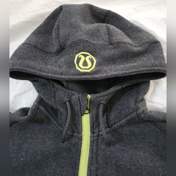 Lululemon Gray Lime Fleece Full Zip Hoodie Sweatshirt, Men's Size S - Picture 5 of 12